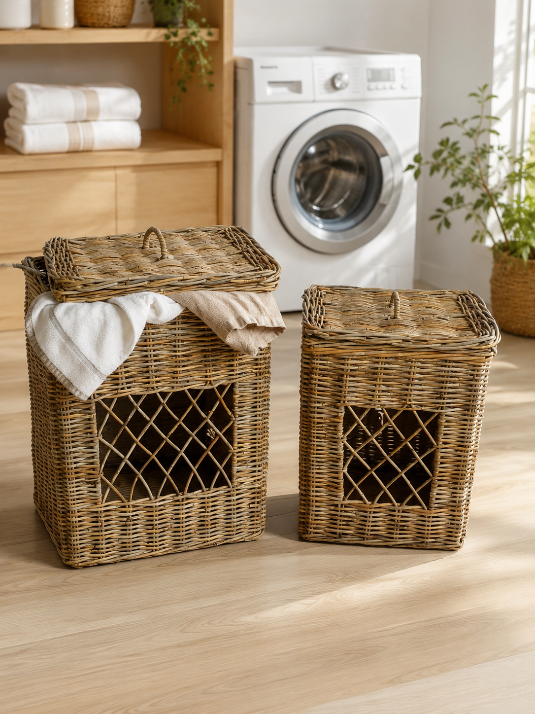 Kubu Rattan Laundry Basket Set